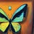 Hybrid Butterfly 66 by Stacy D'Aguiar | Acrylic on wood depicting a colorful butterfly and beetle. For Sale - Image 4 of 5