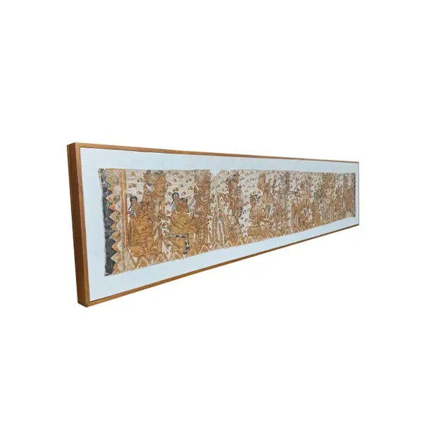 Textile Bali Hindu Textile Framed 'Kamasan' Painting, Indonesia C. 1950 For Sale - Image 7 of 16