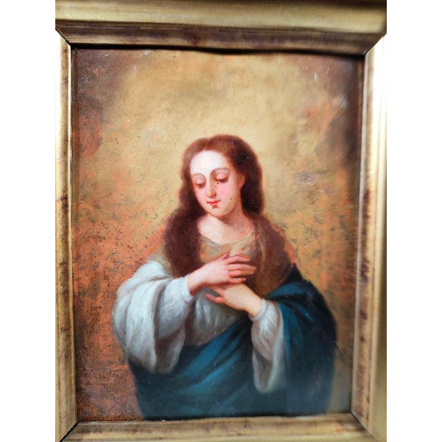 Virgin Mary, Oil on Copper, 17th Century, Framed For Sale - Image 10 of 13