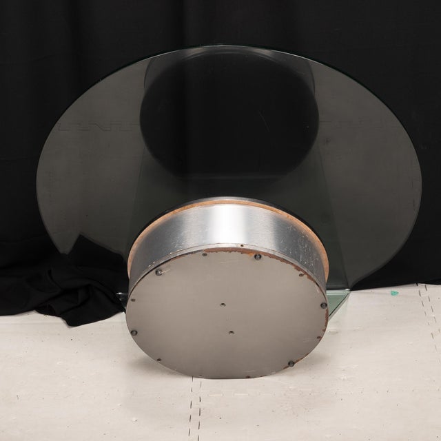 1980s Postmodern Bent Glass and Aluminum Swivel Coffee Table For Sale - Image 10 of 10