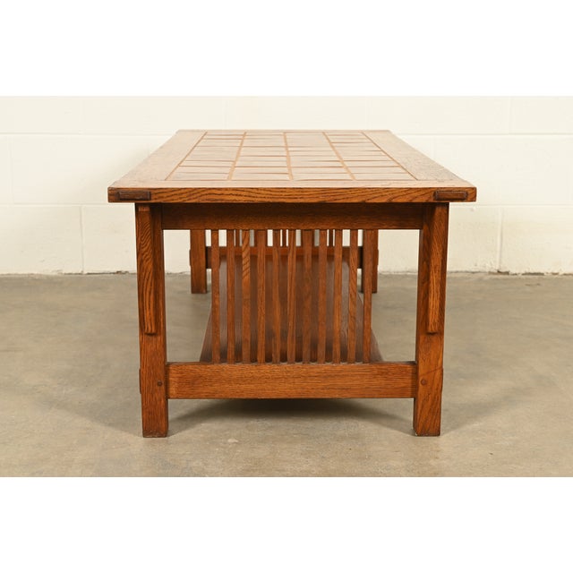 Stickley Mission Oak Arts & Crafts Two-Tier Tile Top Spindle Coffee Table For Sale - Image 13 of 15