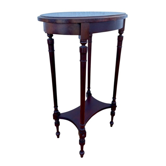 Maroon Mid-Century French Wood Oval Side Table, 1950s For Sale - Image 8 of 8