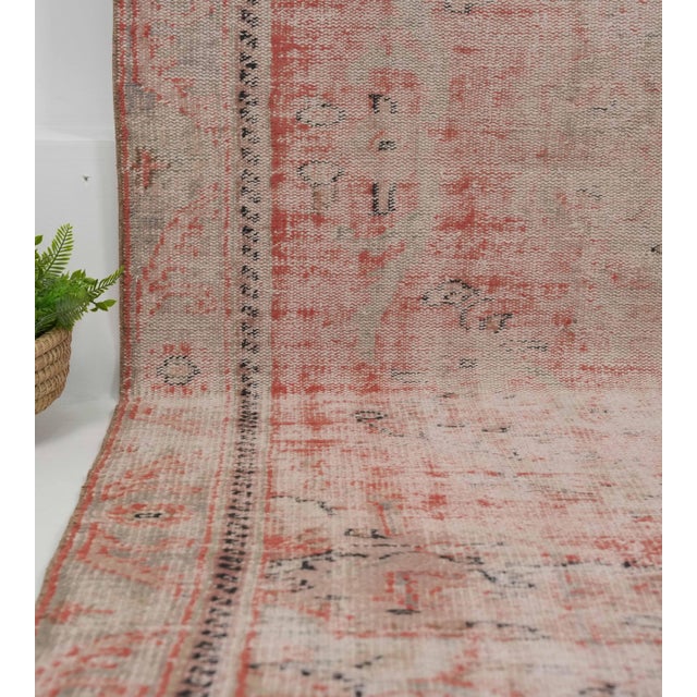 1970s 1970s Vintage Handmade Wool Cotton Red Area Rug For Sale - Image 5 of 12