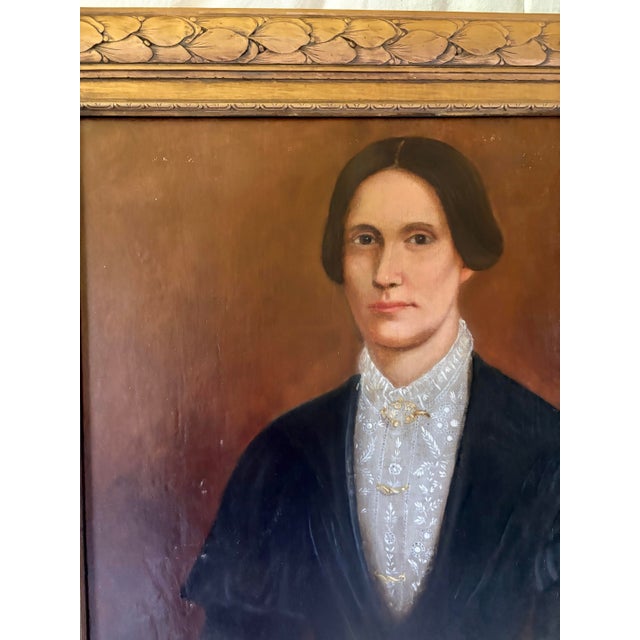 French Late 19th Century French Oil on Canvas Portrait of a Woman For Sale - Image 3 of 12