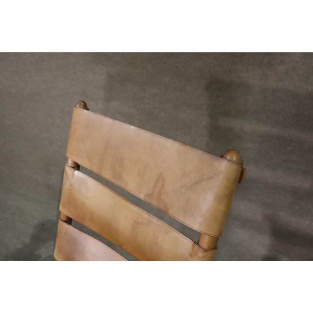 Mid 20th Century Folding Leather Strap Rocking Chair For Sale - Image 9 of 12