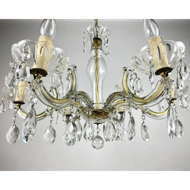 Gilt Brass and Crystal Chandelier from Maria Theresa, 1960s For Sale - Image 4 of 11