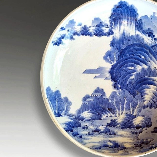 2000 - 2009 Large Japanese Edo Period Master of the Rocks Porcelain Charger Bowl For Sale - Image 5 of 10