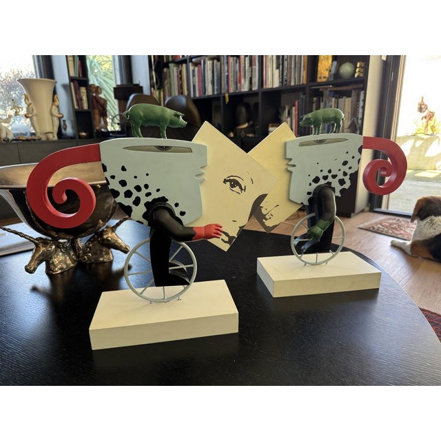 Frank Slabbinck (1942), Pair of Sculptures, Colors of Life & I Am Going There, Set of 2. Traces of use, look at the...