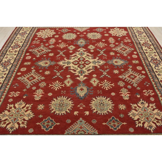 2020s Kazak Rug 8'2'' X 9'7'' Red Wool Tribal Hand-Knotted Oriental Carpet For Sale - Image 5 of 11