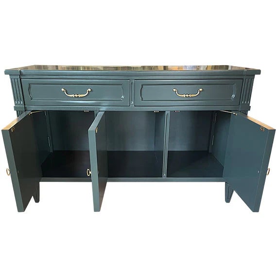1960s 1960s Hunter Satin 3 Door 2 Drawer American of Martinsville Vintage Buffet For Sale - Image 5 of 6
