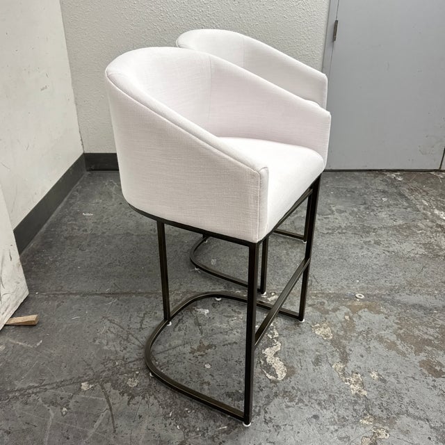 Contemporary Restoration Hardware Emery Bar Stools, Pair For Sale - Image 3 of 12