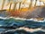 Original vintage oil on canvas maritime painting depicting a majestic multi-masted sailing ship under full sail crossing...