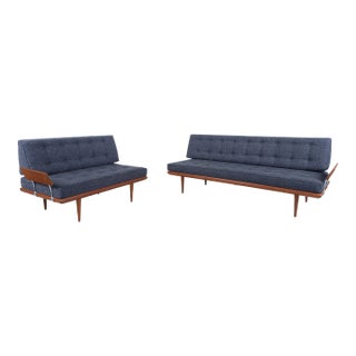 1950s Danish Modern Teak Sectional Sofa by Peter Hvidt- Set of 2 For Sale