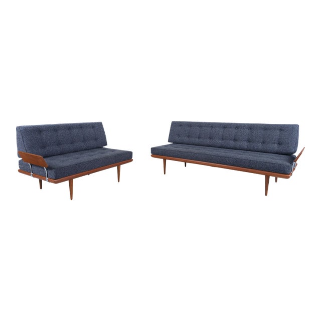 1950s Danish Modern Teak Sectional Sofa by Peter Hvidt- Set of 2 For Sale