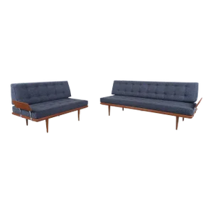 1950s Danish Modern Teak Sectional Sofa by Peter Hvidt- Set of 2