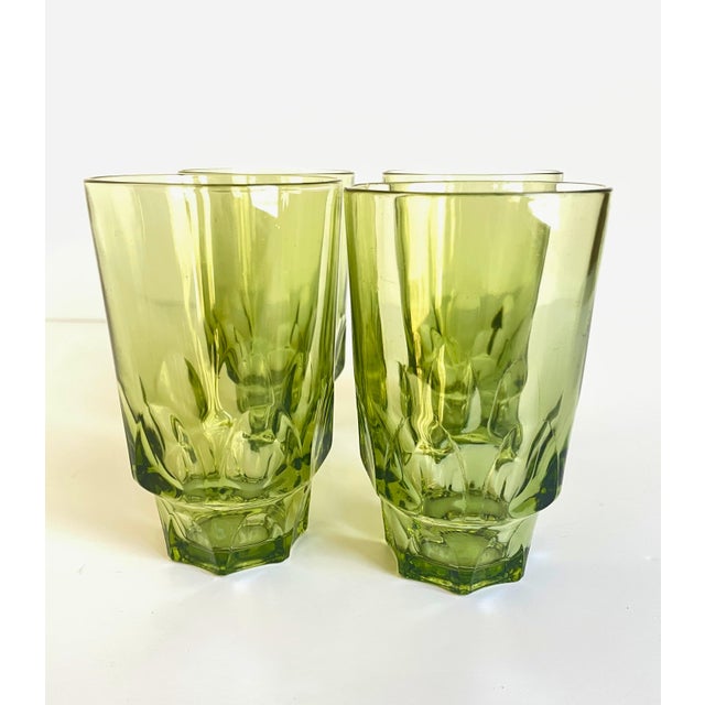 Mid 20th Century Vintage Hazel-Atlas Reflection Green Thumbprint Set – Pitcher, Tumblers & Bowls - 9 pcs For Sale - Image 5 of 14