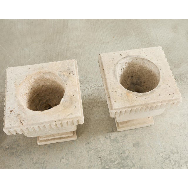 Set of Three Neoclassical Style Carved Stone Urn Planters For Sale - Image 10 of 18
