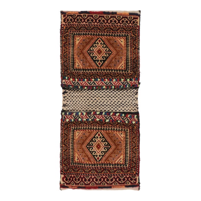 Vintage Persian Saddle Bag Rug With Geometric Patterns - Rug & Kilim For Sale