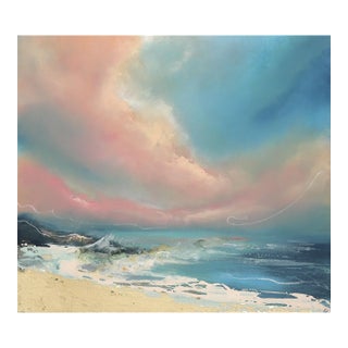 The Sound of the Ocean - Soft Pastel Tone Oceanscape Painting on Canvas Original Artwork by Charlotte Elizabeth For Sale