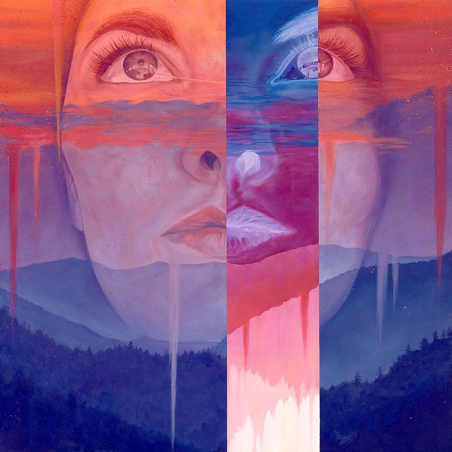 Blue Ridge Resolve by Amanda Seckington | Oil on panel Portrait of a woman with a mountain landscape. For Sale