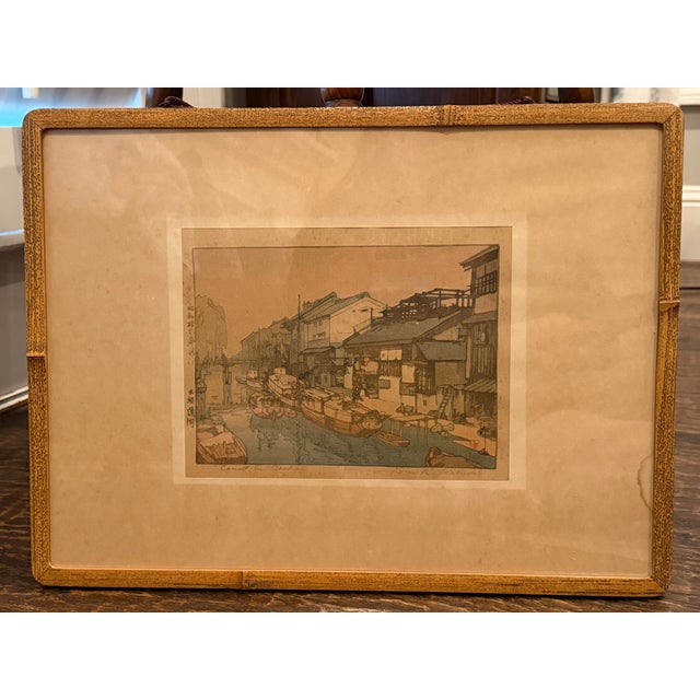 Hiroshi Yoshida “Canal in Osaka” Framed Japanese Woodblock Print For Sale - Image 17 of 18