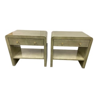 MadeGoods Dion Light Grey Vellum Nightstands, a Pair For Sale