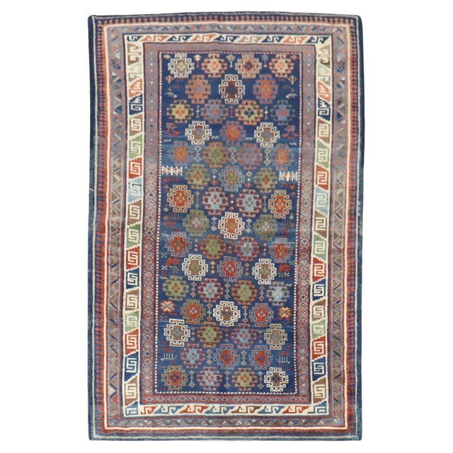 Blue Antique Caucasian Kuba Rug - 3'5" x 5' For Sale - Image 15 of 18