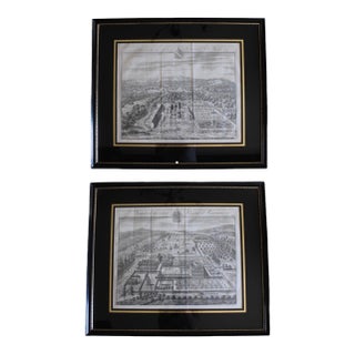 Pair of Bird’s Eye English Estate Views Engraved by Johannes Kip For Sale