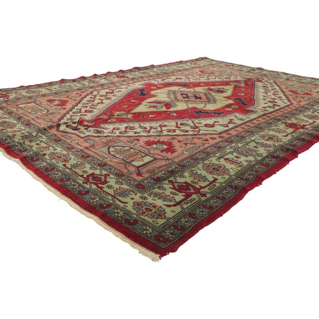 71940 Vintage Egyptian Serapi Rug, 05'09 x 07'07. Emulating Persian style with incredible detail and texture, this hand...
