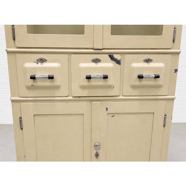Vintage Art Deco Industrial Metal Medical Cabinet on Casters, C. 1930’s For Sale - Image 12 of 13