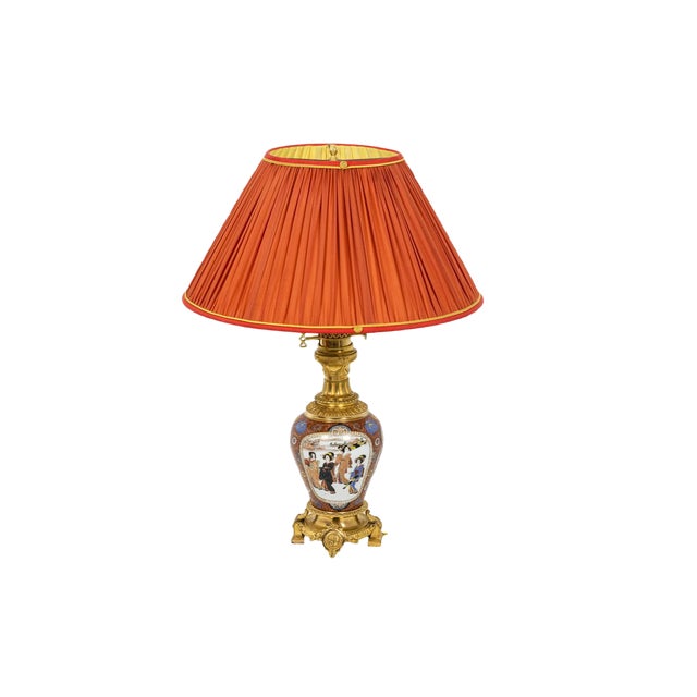 Table Lamp in Samson Porcelain & Gilt Bronze, 1880s For Sale