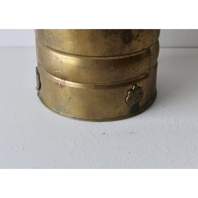 Metal English Style Hammered Brass Umbrella Ornate Stand Handles Vintage Mid Century For Sale - Image 7 of 16