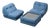 Vintage Lounge Chairs with Coffee Table in Blue Fabric, 1970s, Set of 3 For Sale