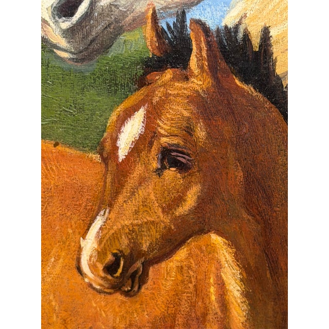 Gilt Framed Oil Painting Grey Mare and Chestnut Foal "Mother and Son" After Henry William Banks Davis Ra For Sale - Image 10 of 18