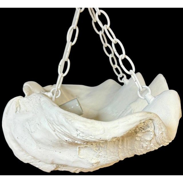 Two Serge Roche Attributed Cast Painted Plaster Clam Shell Chandelier, 1950s For Sale - Image 11 of 12