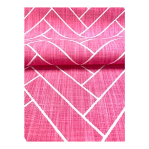 Hot Pink White Geometric Trellis Linen Drapery Upholstery Fabric
