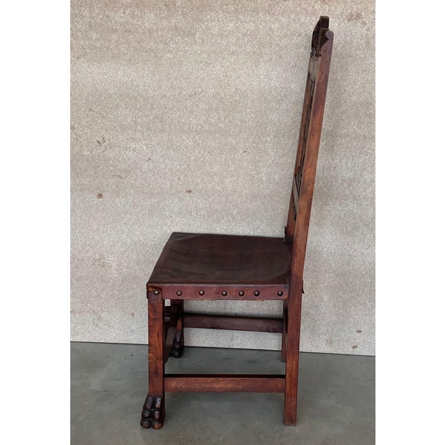 19th Century Set of Four French Carved Walnut Turned Wood Chairs with Claw Feet For Sale - Image 4 of 18
