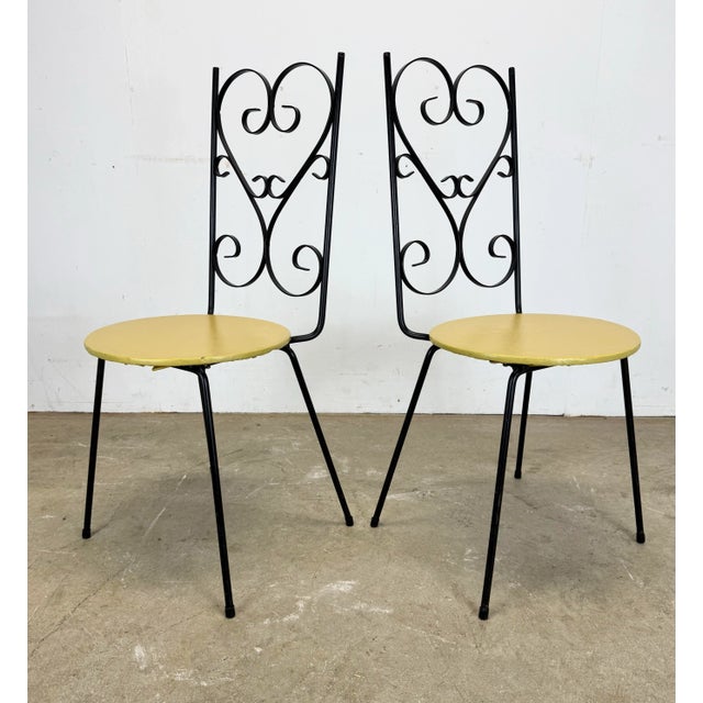 1950s Mid Century Modern Iron Umanoff Style Scroll Chairs by Antarenni Industries, Brooklyn Ny For Sale - Image 5 of 11