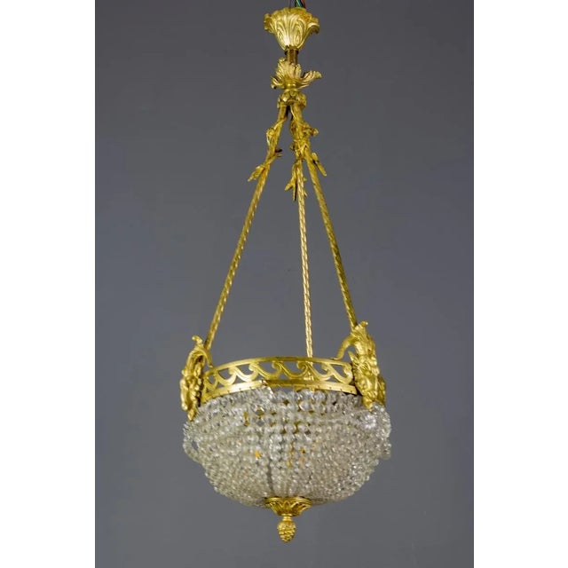 French Neoclassical Style Bronze and Crystal Glass Chandelier, 1920s For Sale - Image 13 of 18