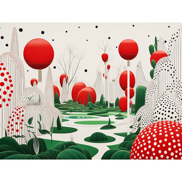 Contemporary 'Fantasy Garden' in the Style of Yayoi Kusama - Framed Limited Edition Fine Art Print For Sale - Image 3 of 6