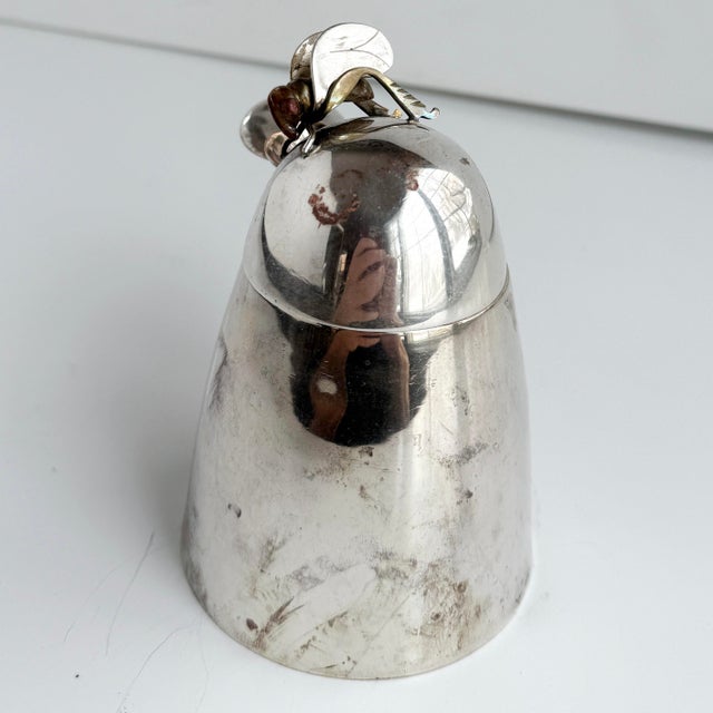 Los Castillo Los Castillo Taxco Mexican Silver Plate Honey Pot With Bee and Floral Spoon For Sale - Image 4 of 10