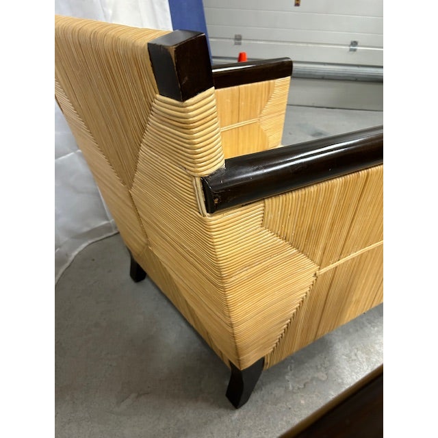 Late 20th Century Vintage Wicker Cane Mahogany Merbau Chairs, a Pair For Sale - Image 5 of 14