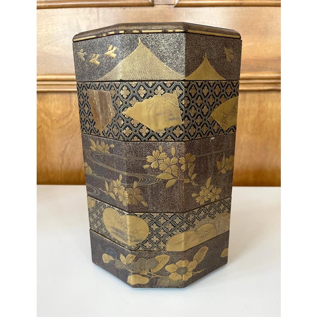 Japanese Maki-e Lacquer Stack Box Jubako For Sale - Image 17 of 18