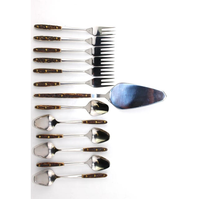Metal Custom-Made 6 Coffee Spoons, 6 Cake Forks and 1 Cake Scoop by Helmut Alder for Amboss, 1963, Set of 13 For Sale - Image 7 of 9