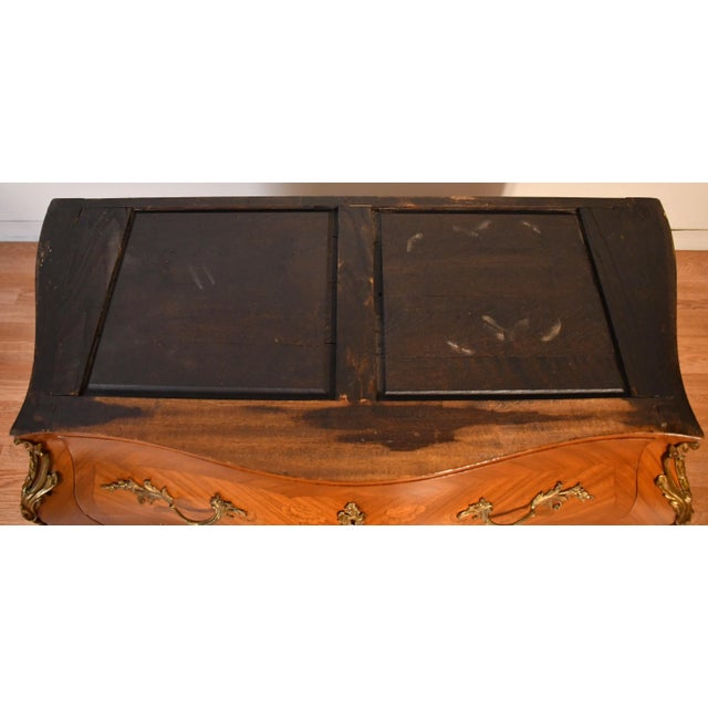 1920 Antique French Louis XV Satinwood Inlaid & Marble Top Commode / Dresser For Sale - Image 18 of 18