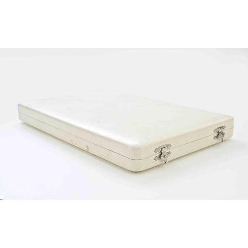 Elegant vintage Danish sterling silver bar accessory set housed in its original fitted presentation case with vivid royal...