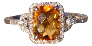 The 21st Avenue: Citrine and Diamond Ring in White Gold