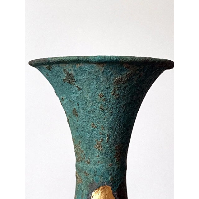 Green Antique Goryeo Dynasty Korean Bronze Bottle For Sale - Image 8 of 13