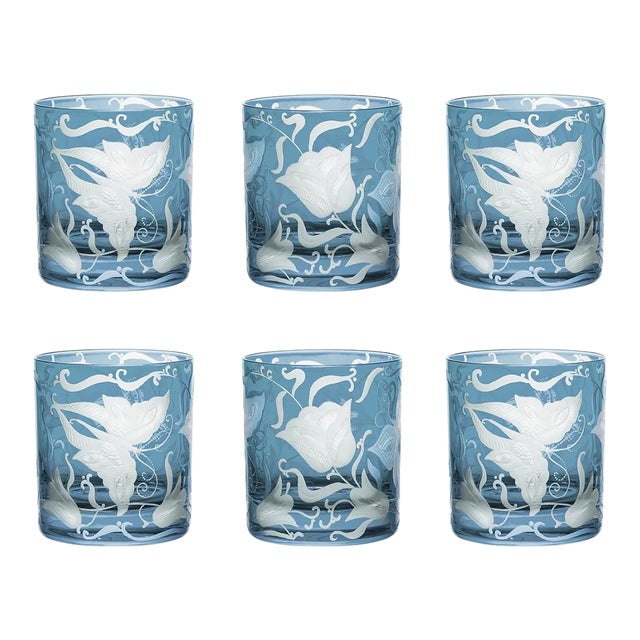 ARTEL Social Butterflies Small Tumbler Glass in Slate - Set of 6 For Sale