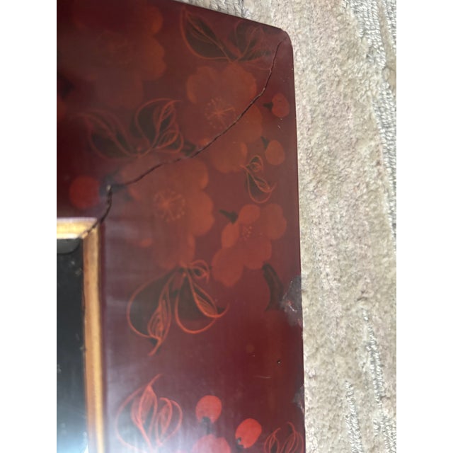 Red Aesthetic Movement Decorated Lacquer Mirror, Late 19th Century For Sale - Image 8 of 11
